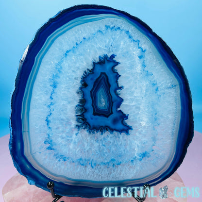 Blue Dyed Agate Large Polished Slice