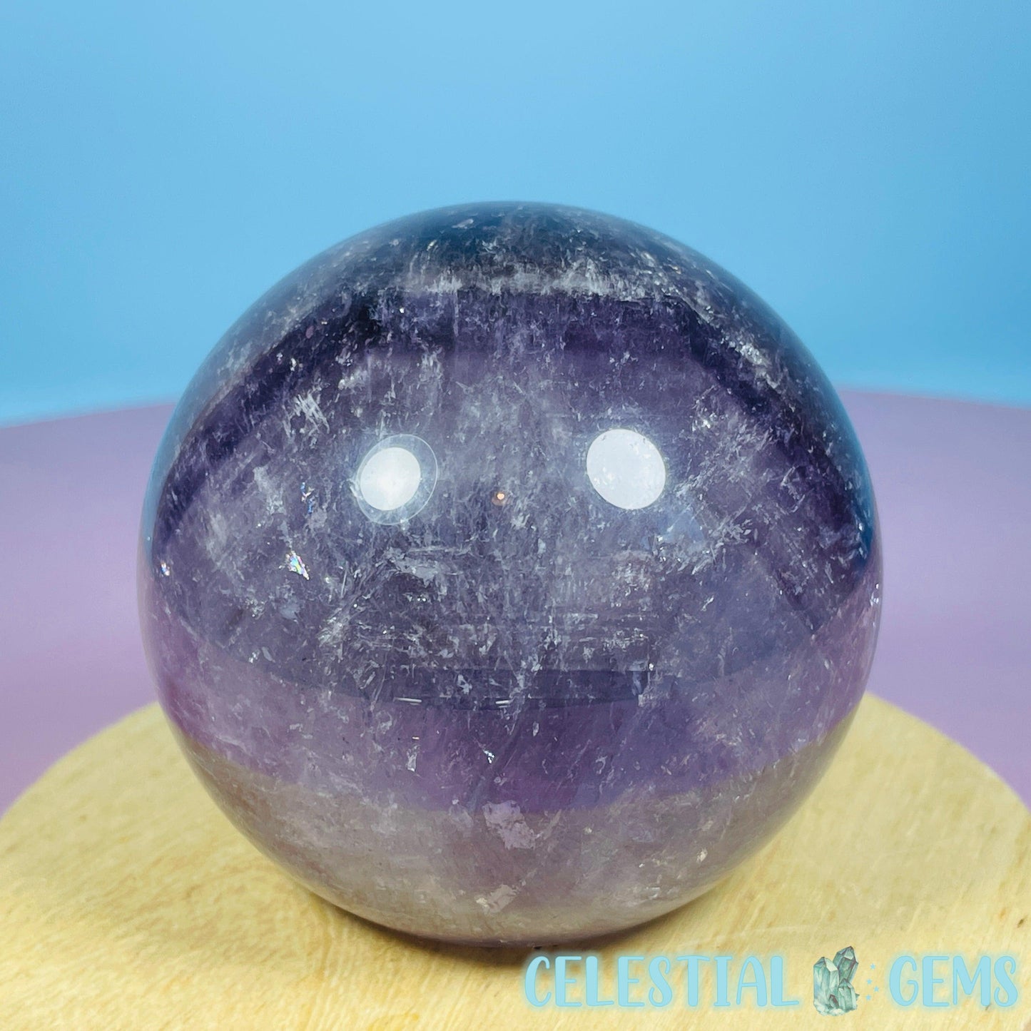 High Grade 'Trapiche' Phantom Amethyst Large Sphere (Video)