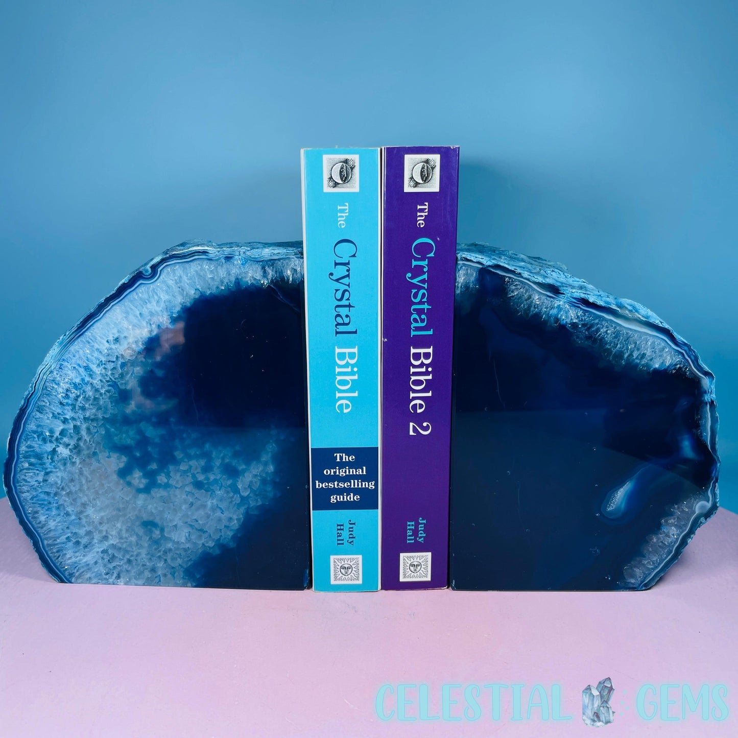 Blue Dyed Agate Large Pair of Bookends
