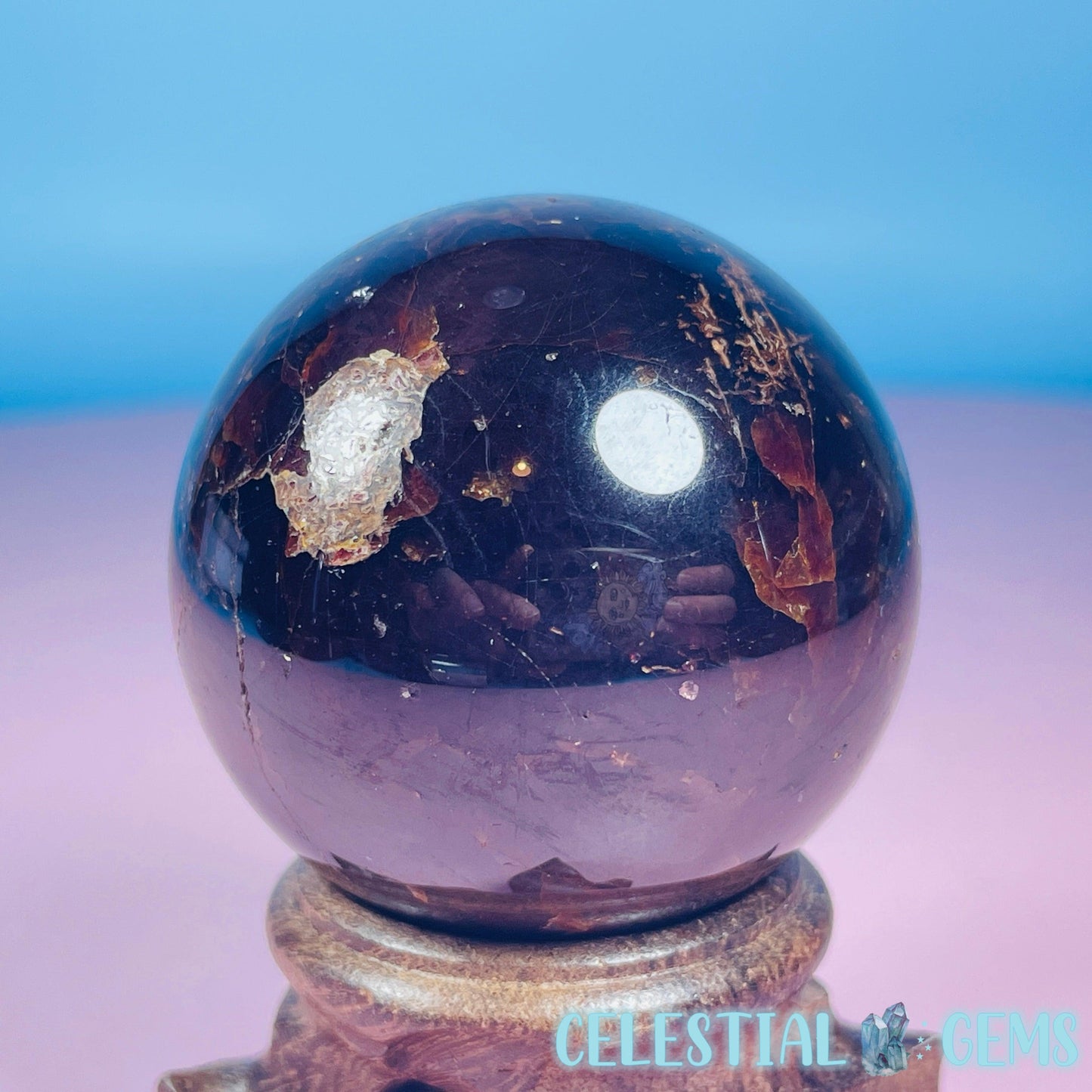 Asteriated Almandine 'Star Flash' Garnet Medium Sphere (Video)