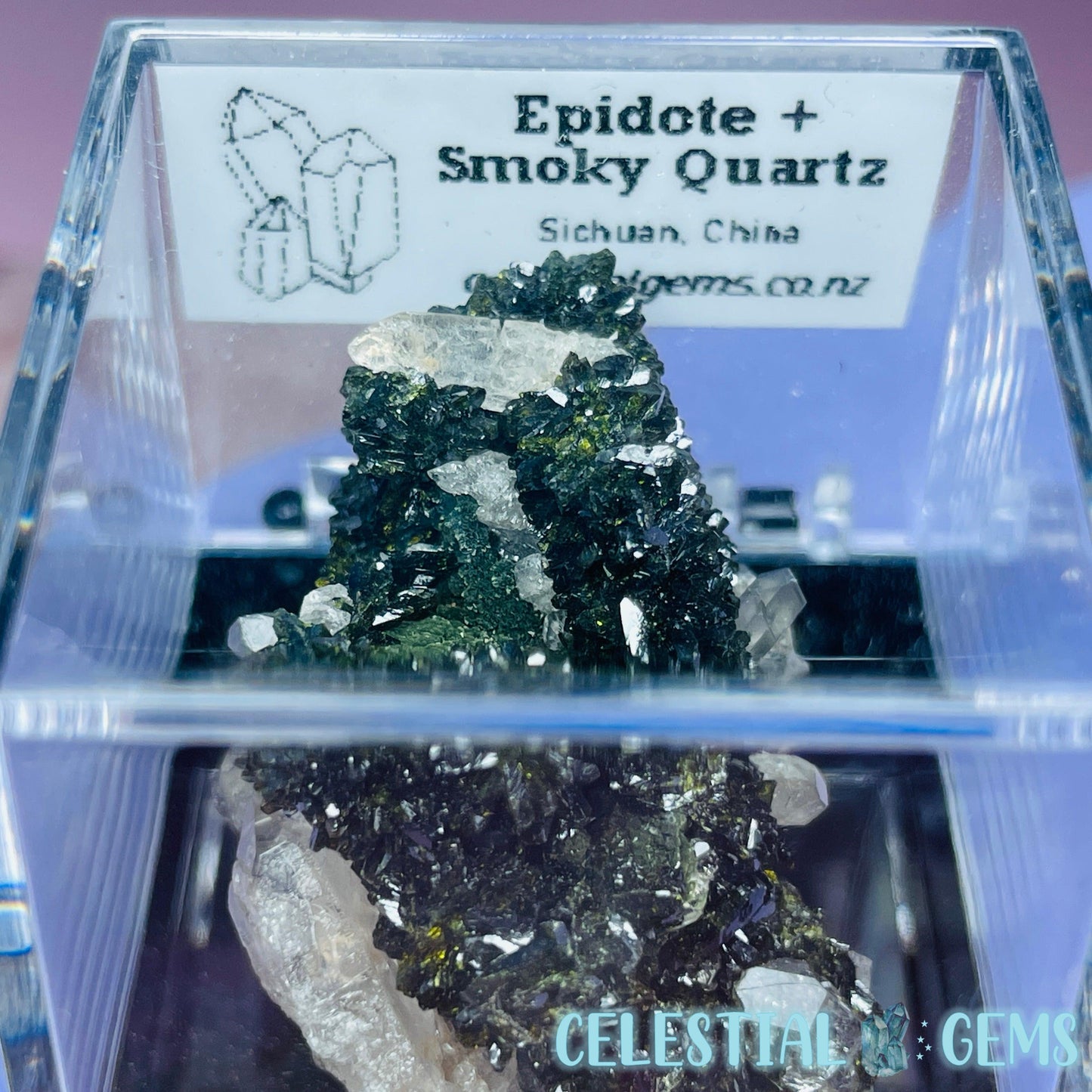 Epidote + Smoky Quartz Mini Cluster Specimen