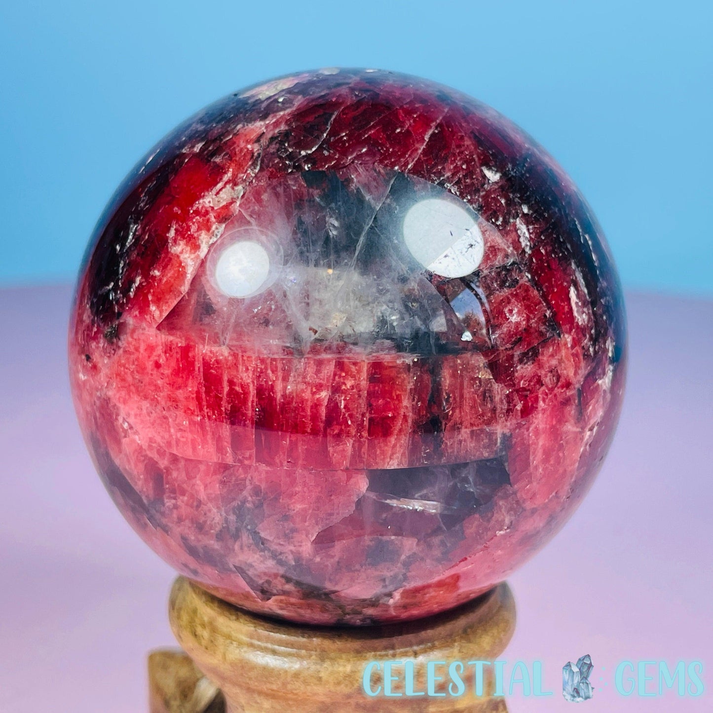 High Grade Rhodonite + Quartz Medium Sphere (Video)