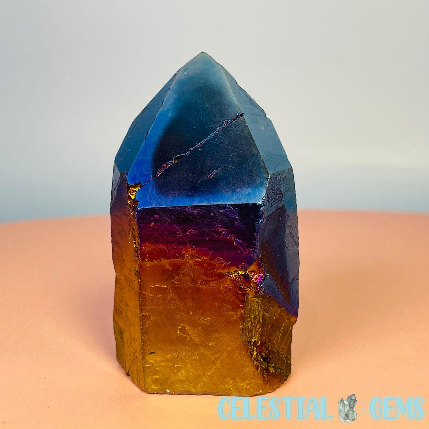 Titanium Aura Quartz Raw Point