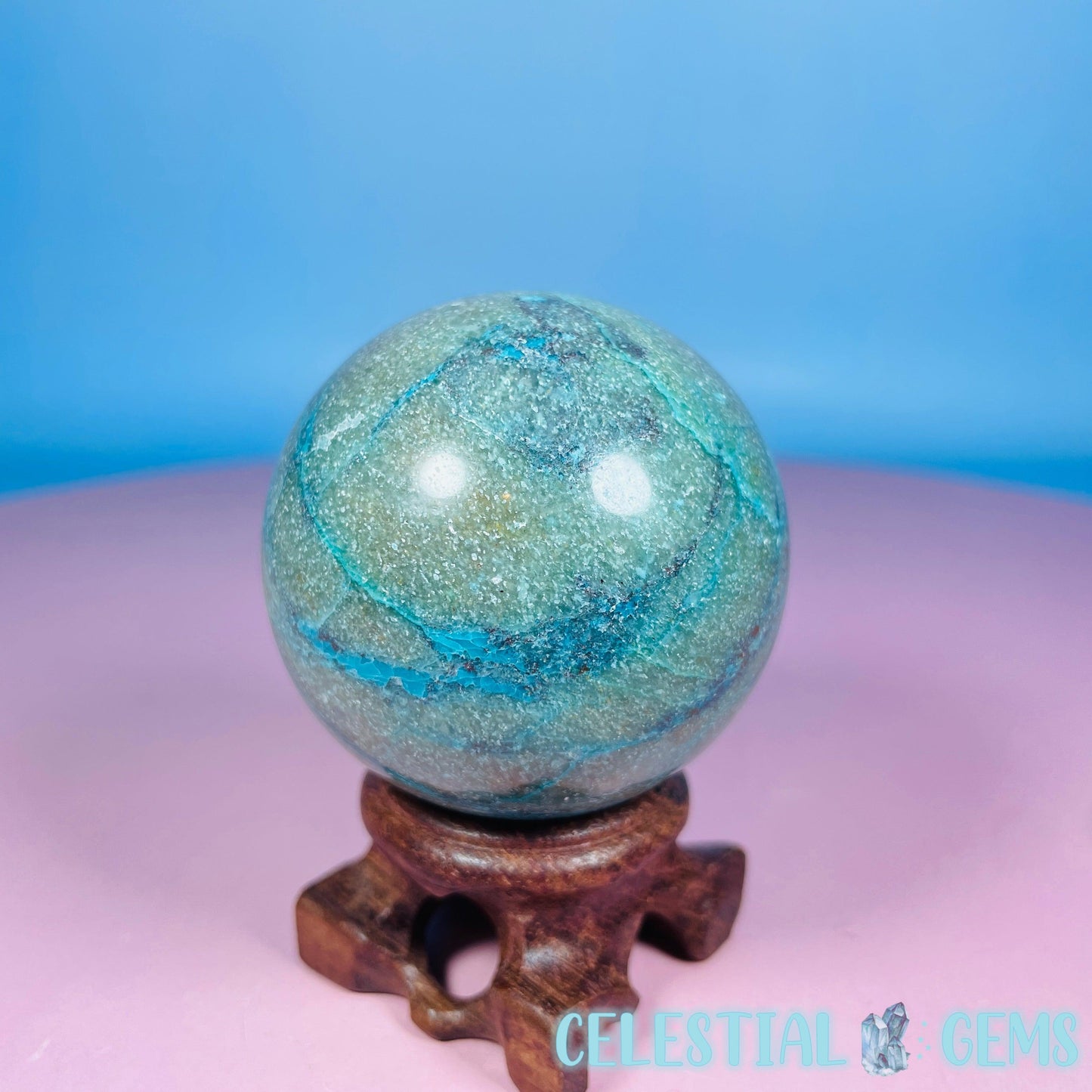 Chrysocolla + Shattuckite Medium Sphere