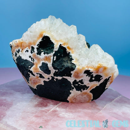 Peach Heulandite + Calcite Cluster Geode Medium Standing Freeform