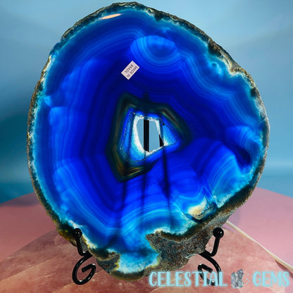 Druzy Blue Dyed Agate Large Polished Slice