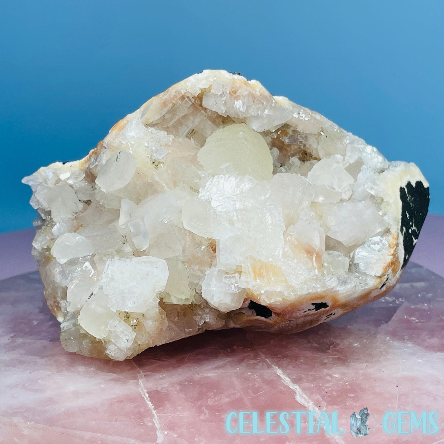 Peach Heulandite + Calcite Cluster Geode Medium Freeform