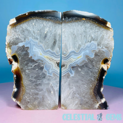 Natural Druzy Agate Large Pair of Bookends