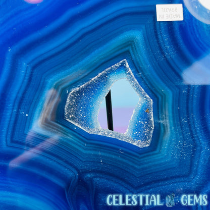 Druzy Blue Dyed Agate Large Polished Slice