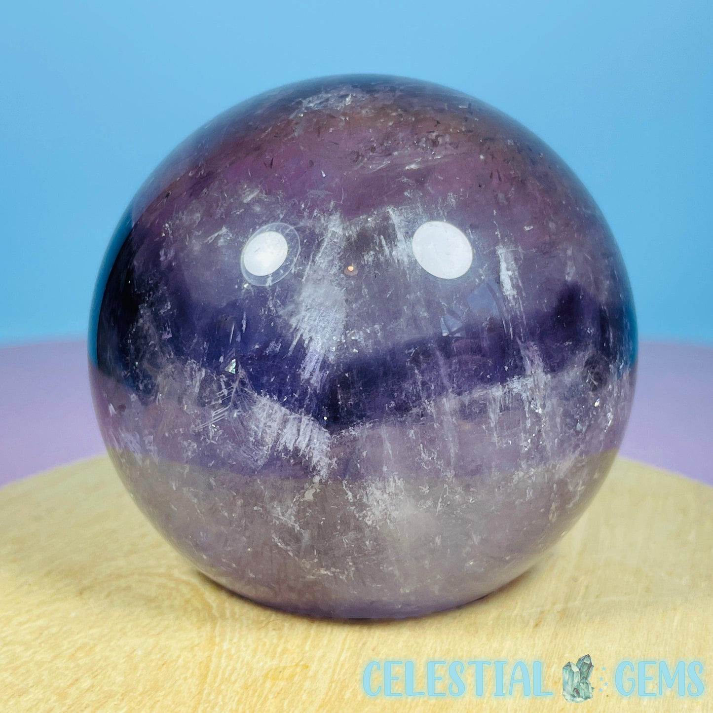 High Grade 'Trapiche' Phantom Amethyst Medium Sphere (Video)