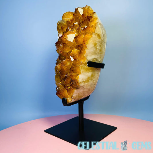 High Quality Citrine (HT) Polished Large Cluster on Metal Stand