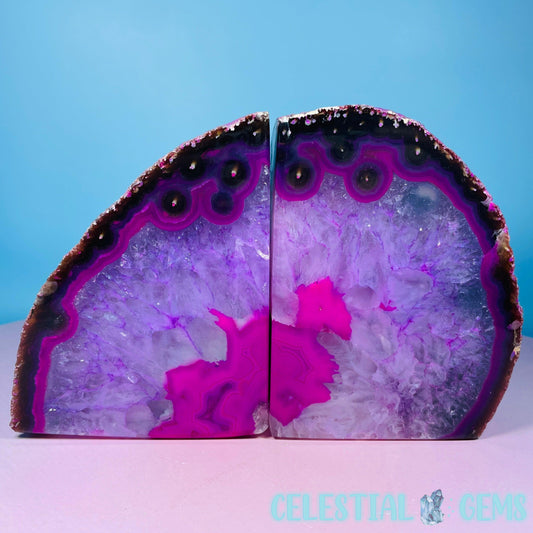 Pink Dyed Agate Large Pair of Bookends