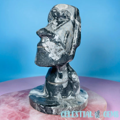 Picasso Jasper Easter Island 'Moai' Man Statue Medium Carving