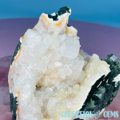 Peach Heulandite Cluster Geode Standing Small Freeform