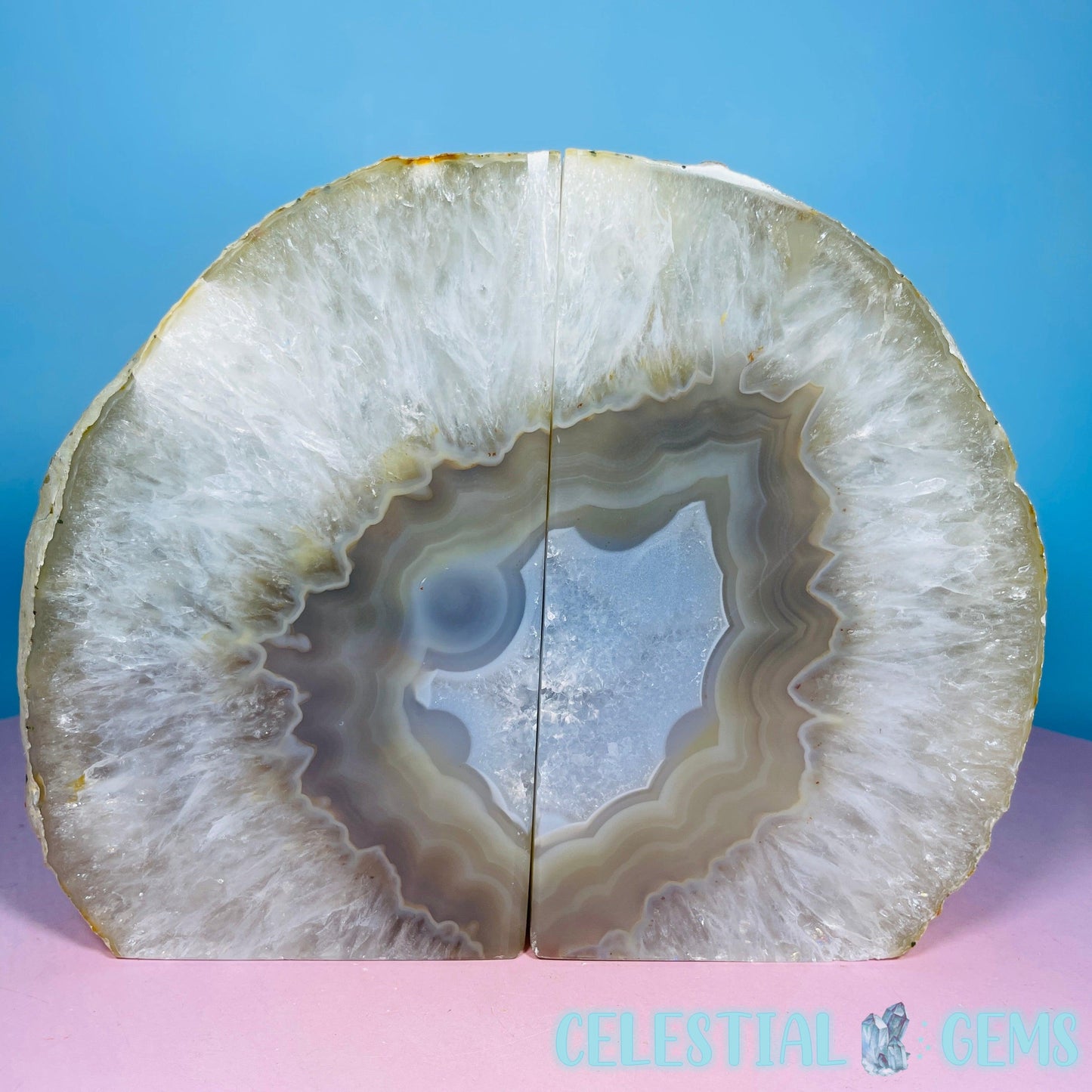 Natural Agate Large Pair of Bookends