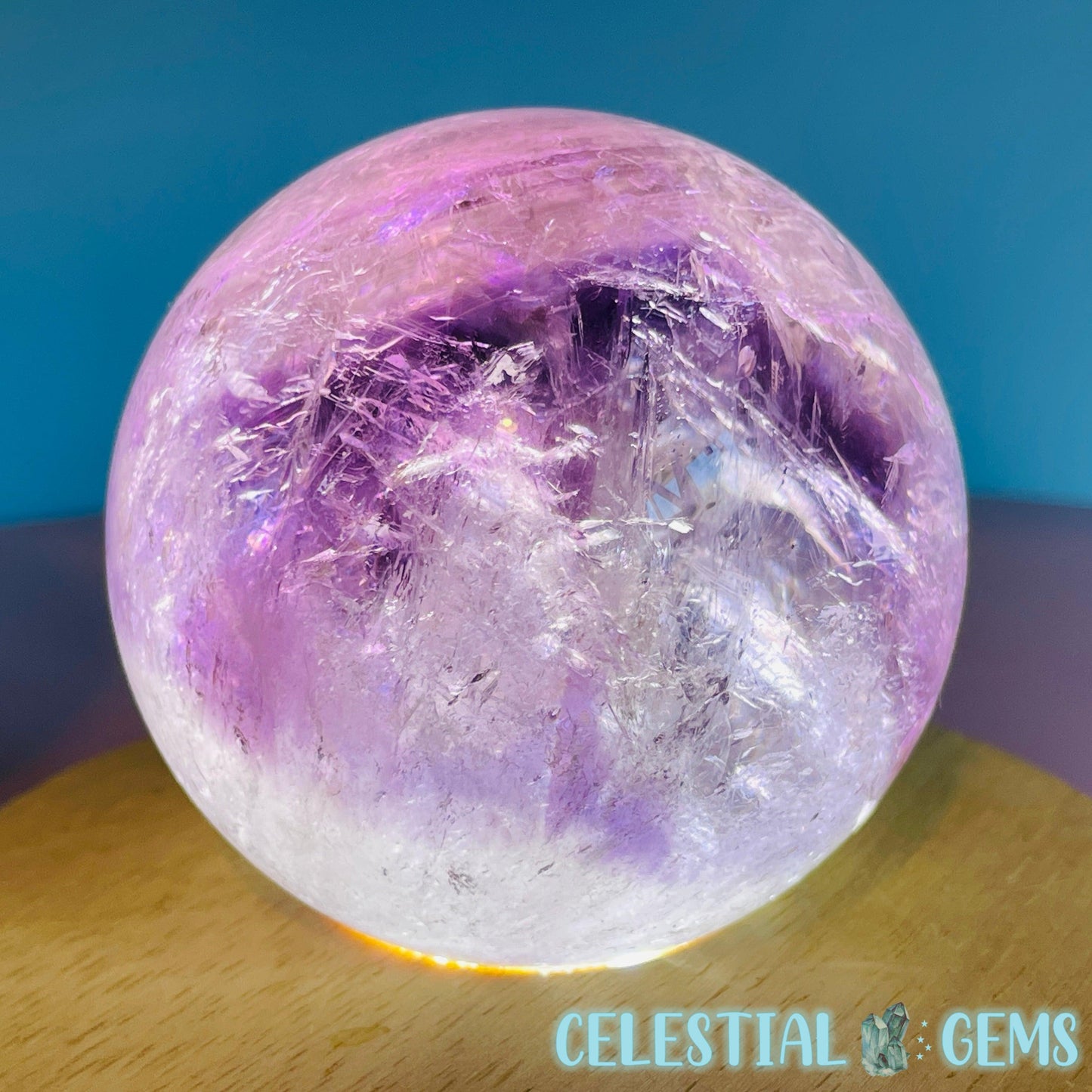 High Grade 'Trapiche' Phantom Amethyst Large Sphere (Video)