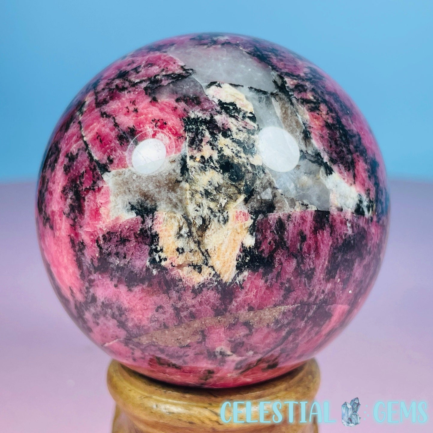 High Grade Rhodonite + Quartz Medium Sphere