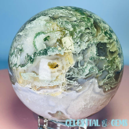 Druzy Moss Agate Large Sphere