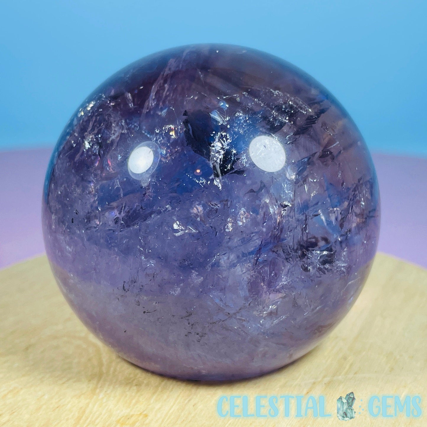 High Grade 'Trapiche' Phantom Amethyst Medium Sphere (Video)