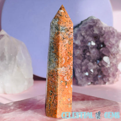 Carnelian Moss Agate Small Tower