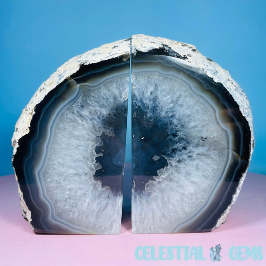 Natural Agate Large Pair of Bookends