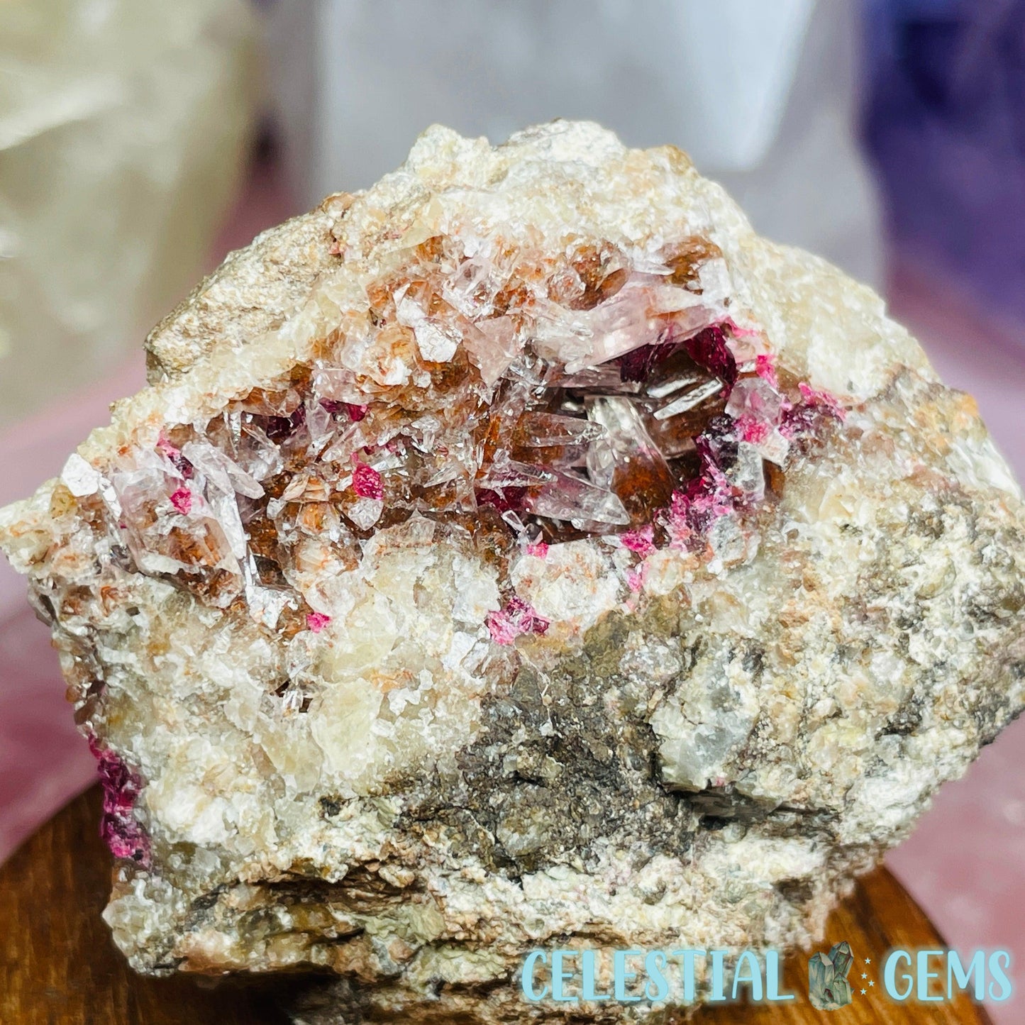 EXTREMELY RARE Bou Azzer Roselite + Calcite on Matrix Small Specimen K