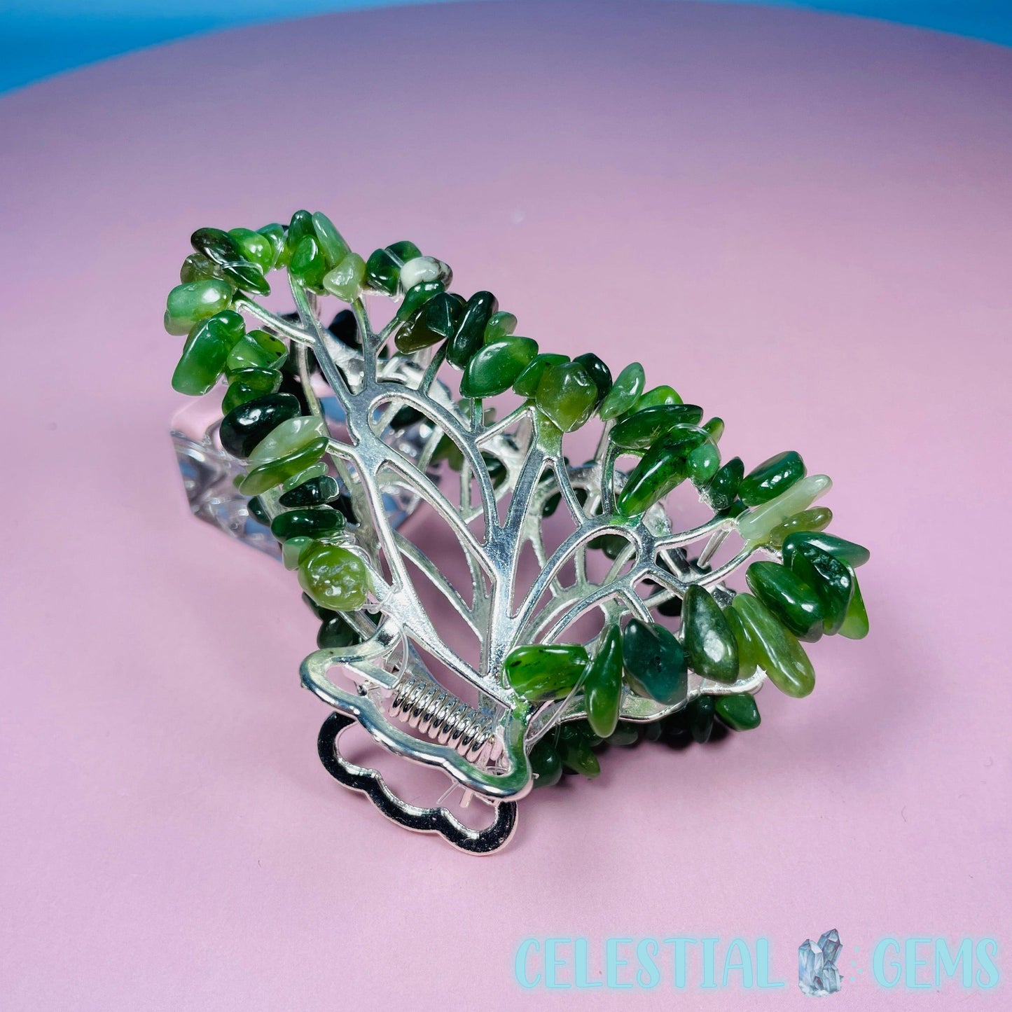 Green Jade Butterfly Hair Claw Clip