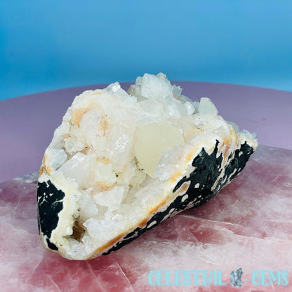 Peach Heulandite + Calcite Cluster Geode Medium Freeform