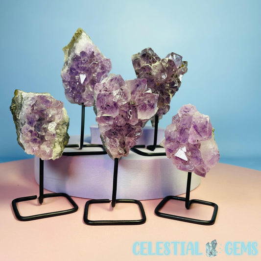 Amethyst Small Cluster on Metal Stand