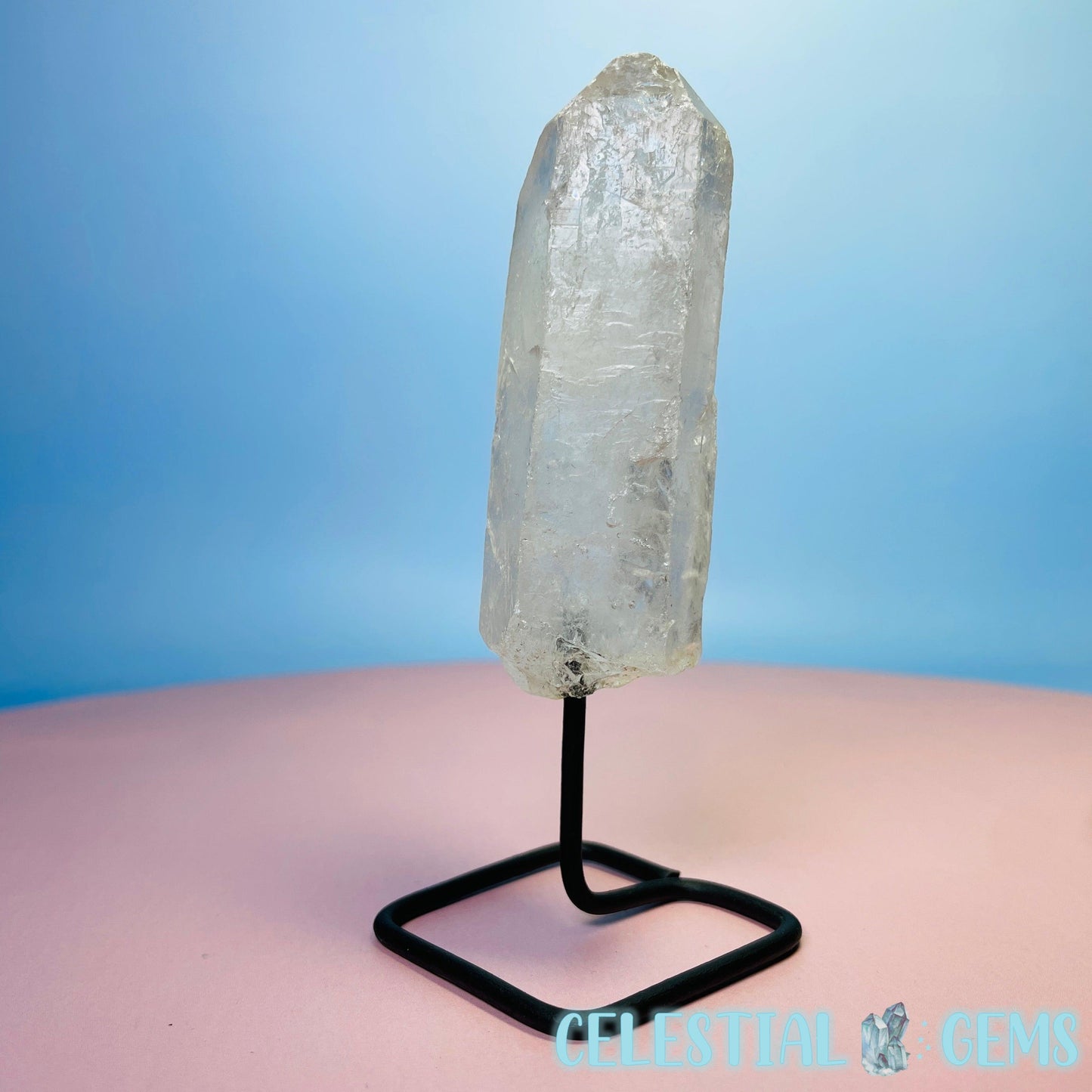 Clear Quartz Point on Metal Base