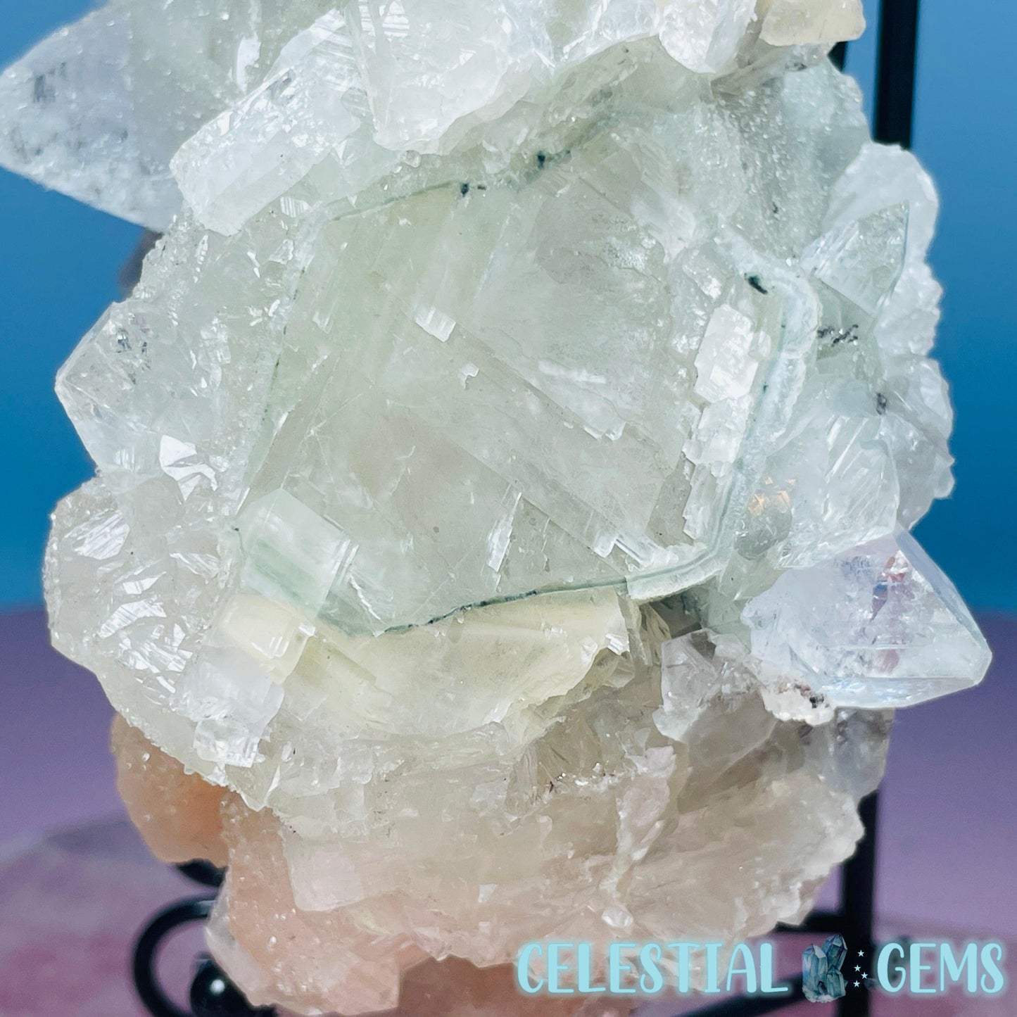 A Grade Diamond Apophyllite + Peach Stilbite + Heulandite Large Cluster