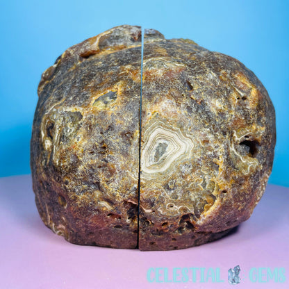 Natural Druzy Agate Large Pair of Bookends