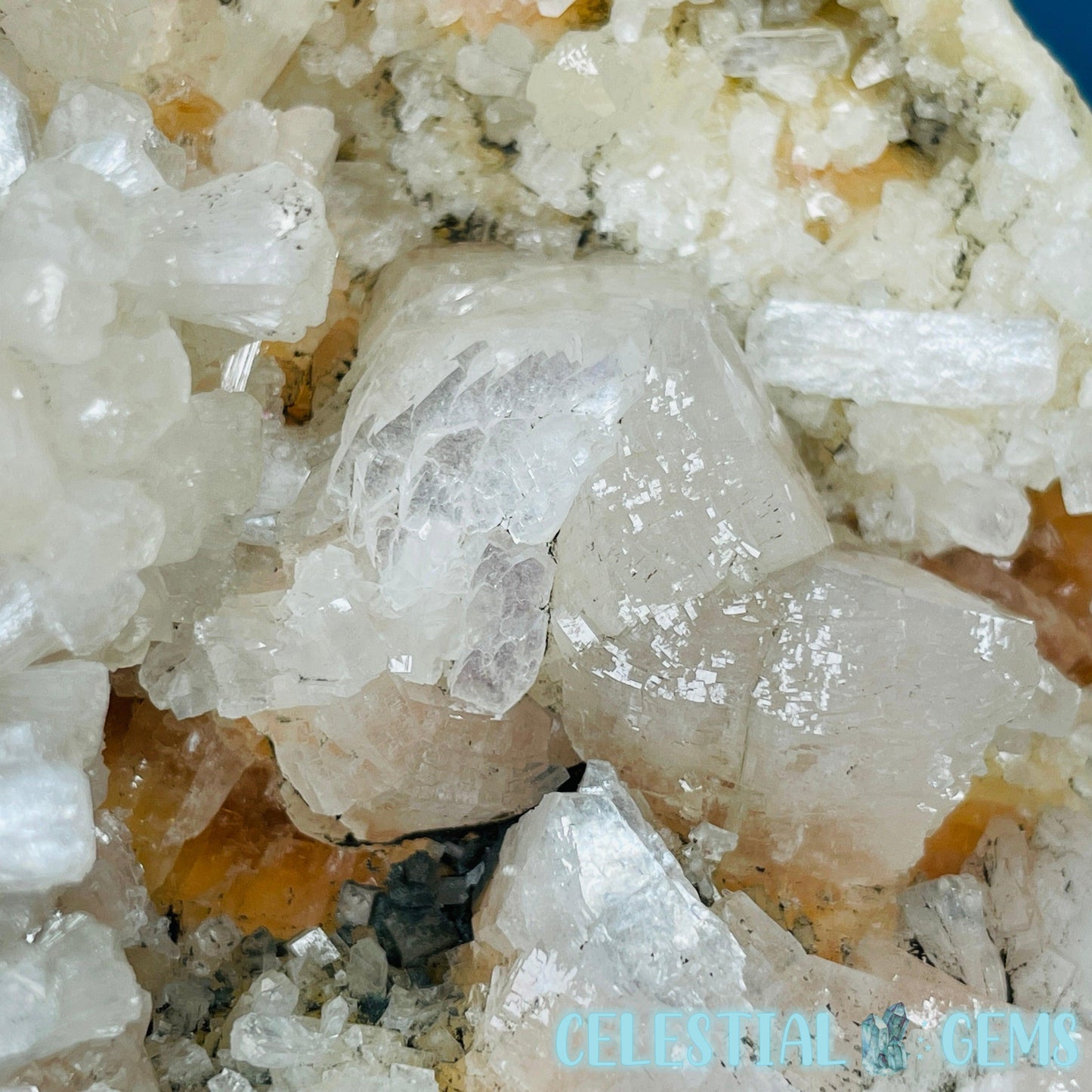 Peach Heulandite + White Stilbite Cluster Geode Standing Medium Freeform