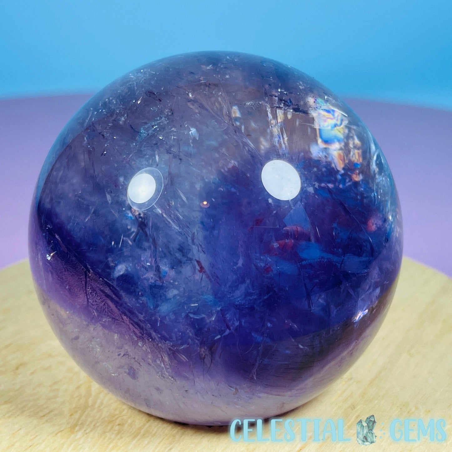 High Grade 'Trapiche' Phantom Amethyst Medium Sphere (Video)