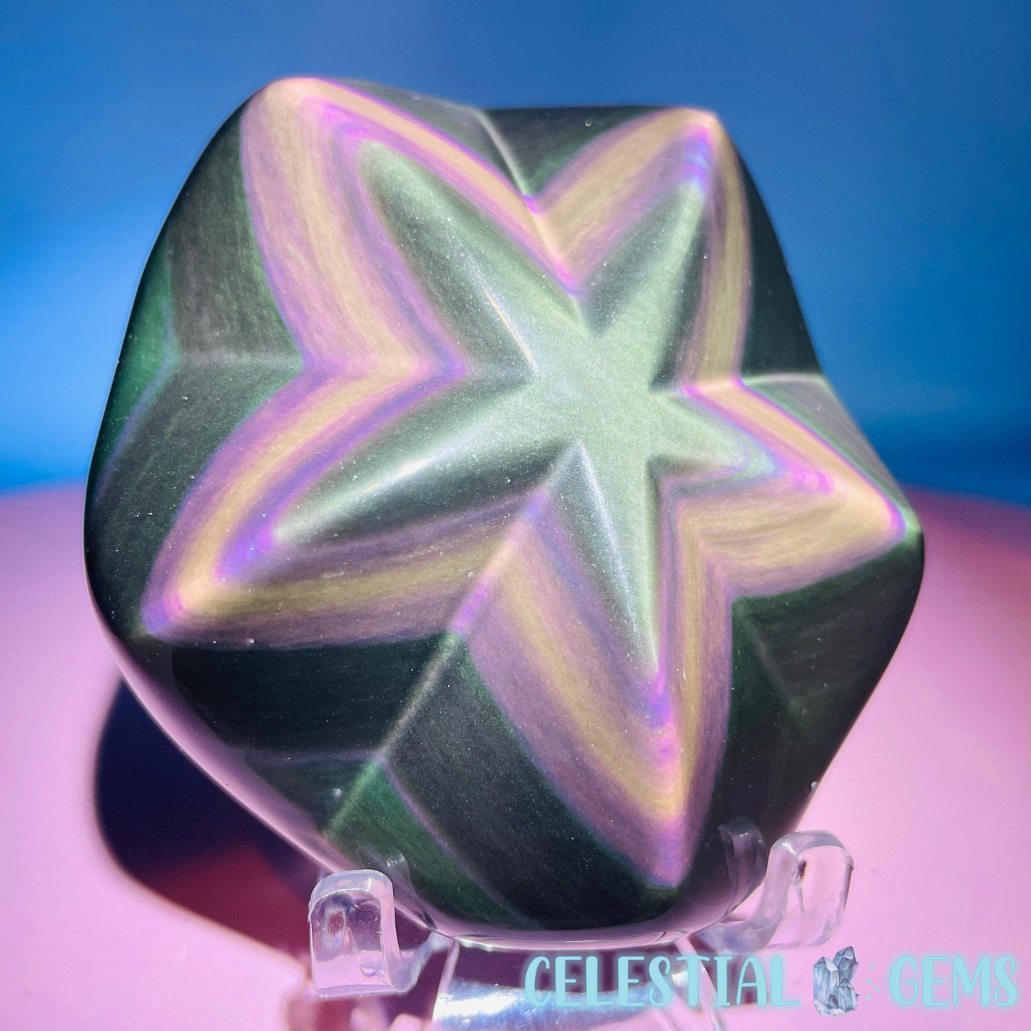 Rainbow Obsidian Star Medium Carving (Video)