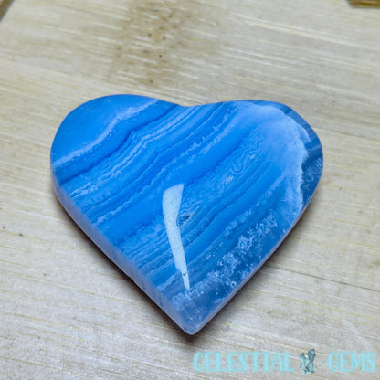Blue Lace Agate Heart Small Carving