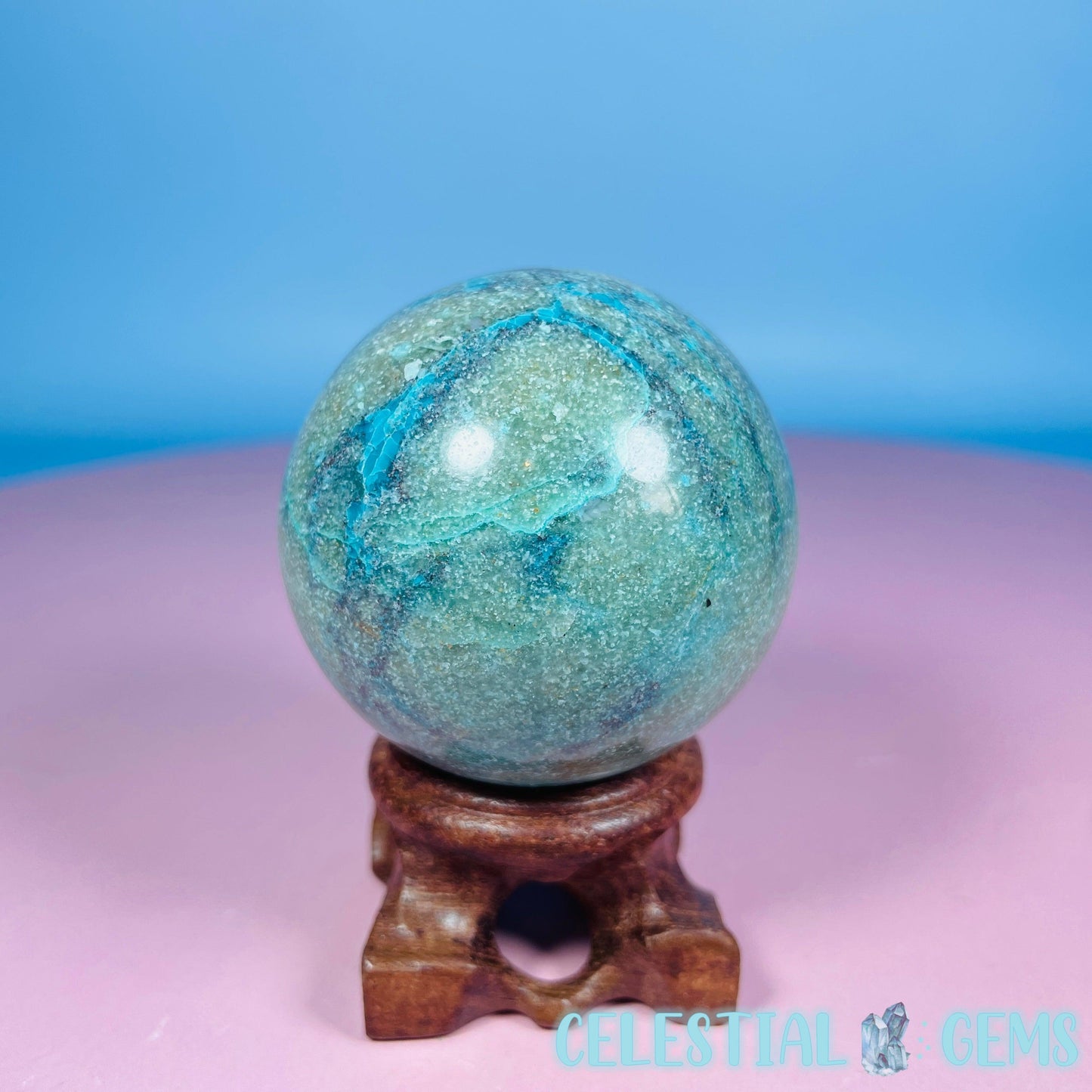 Chrysocolla + Shattuckite Medium Sphere