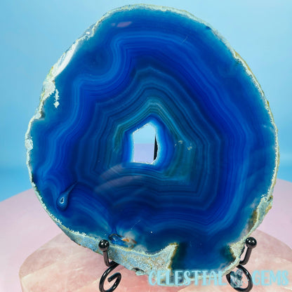 Druzy Blue Dyed Agate Large Polished Slice