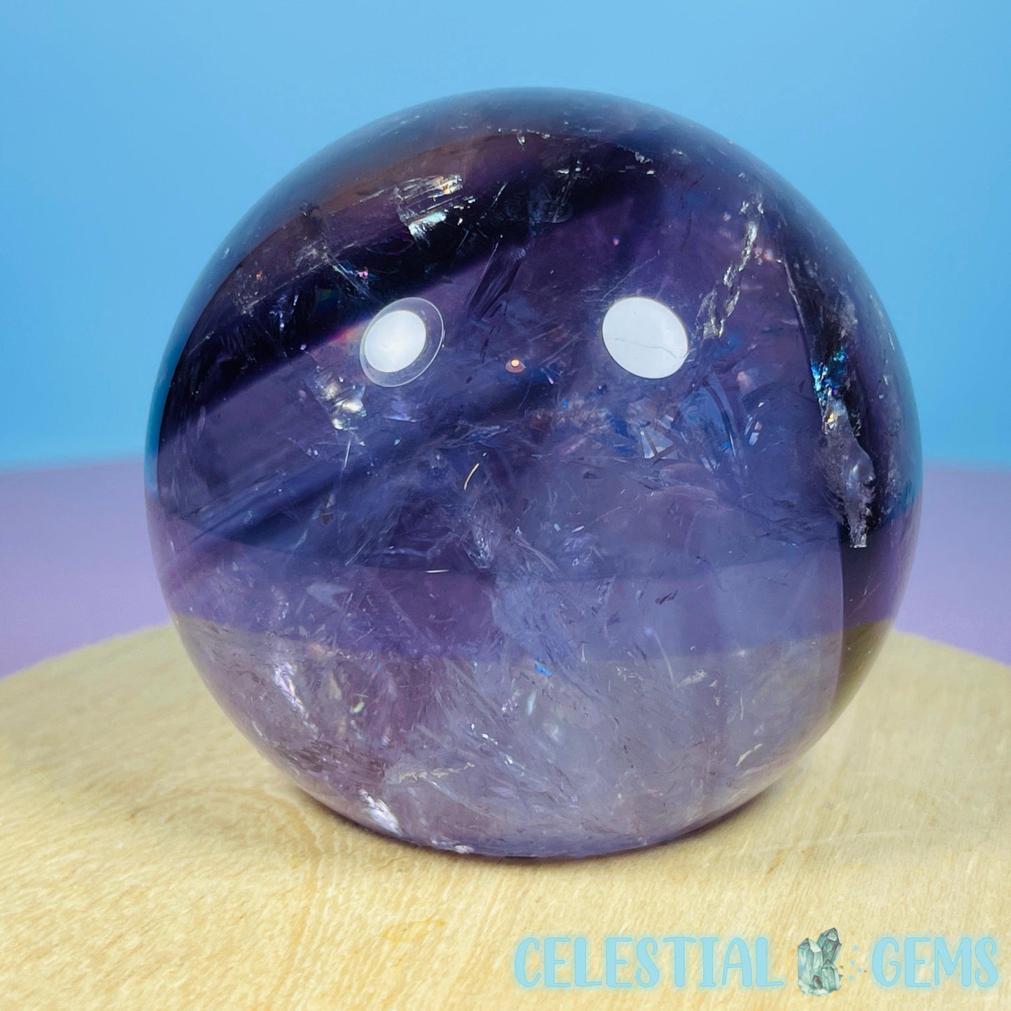 High Grade 'Trapiche' Phantom Amethyst Medium Sphere (Video)