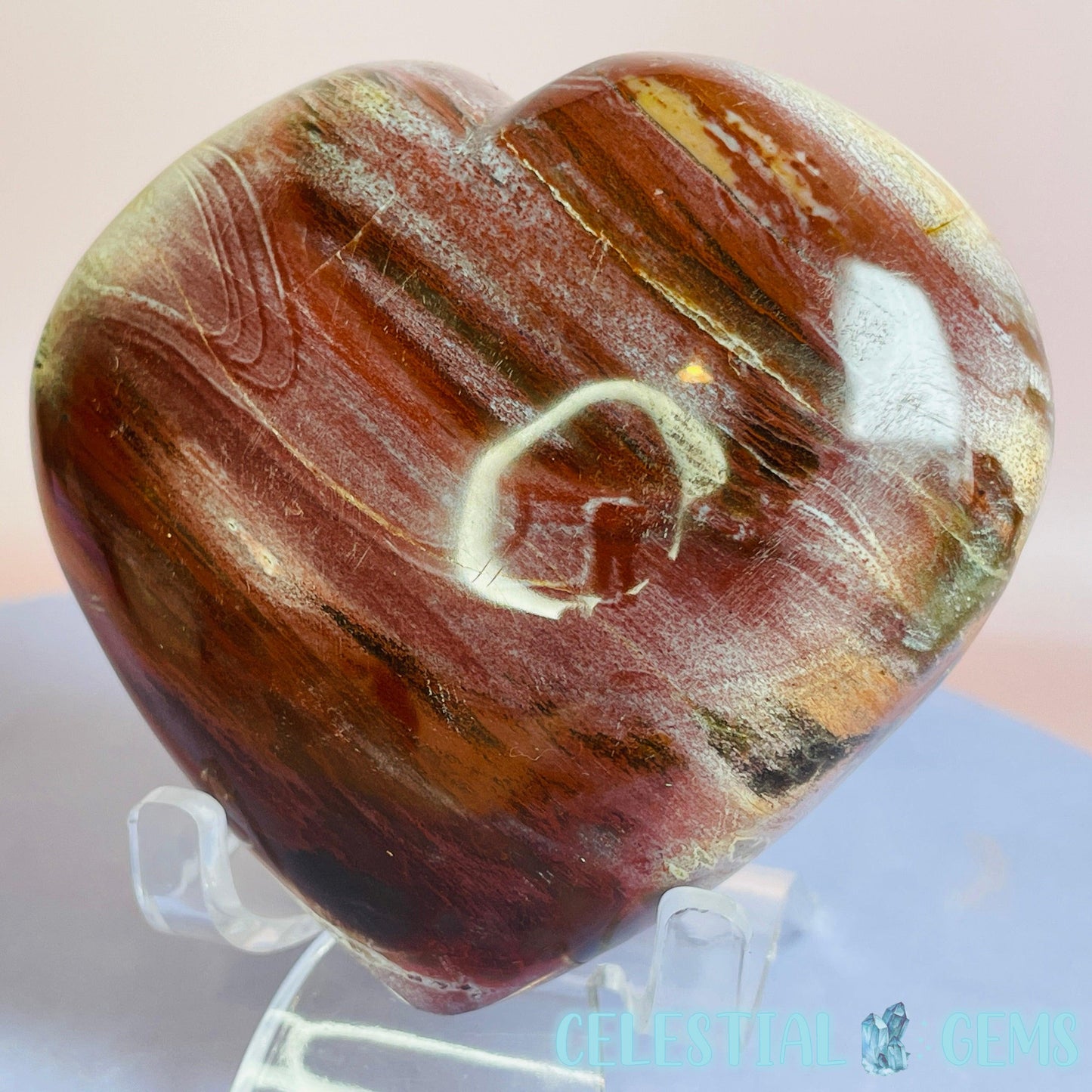 Petrified Wood Heart Medium Carving