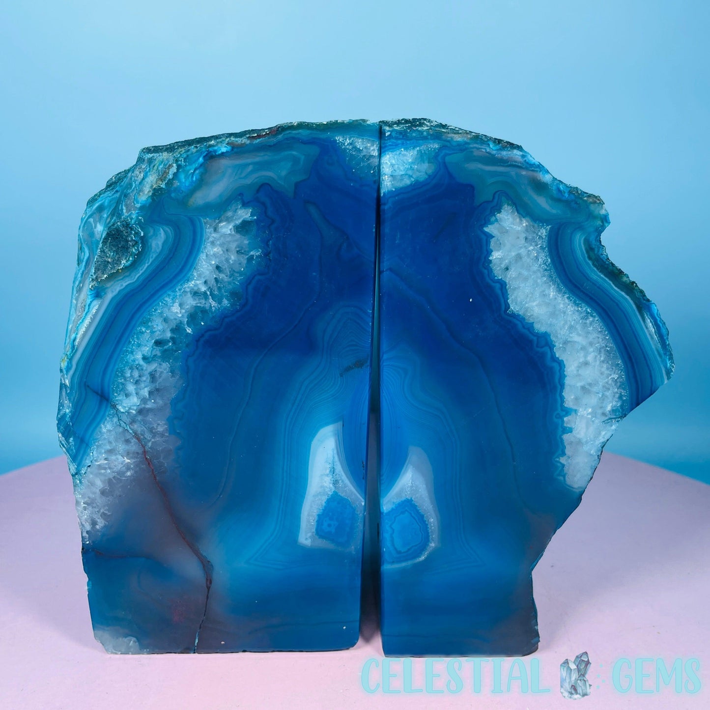 Teal Dyed Agate Large Pair of Bookends