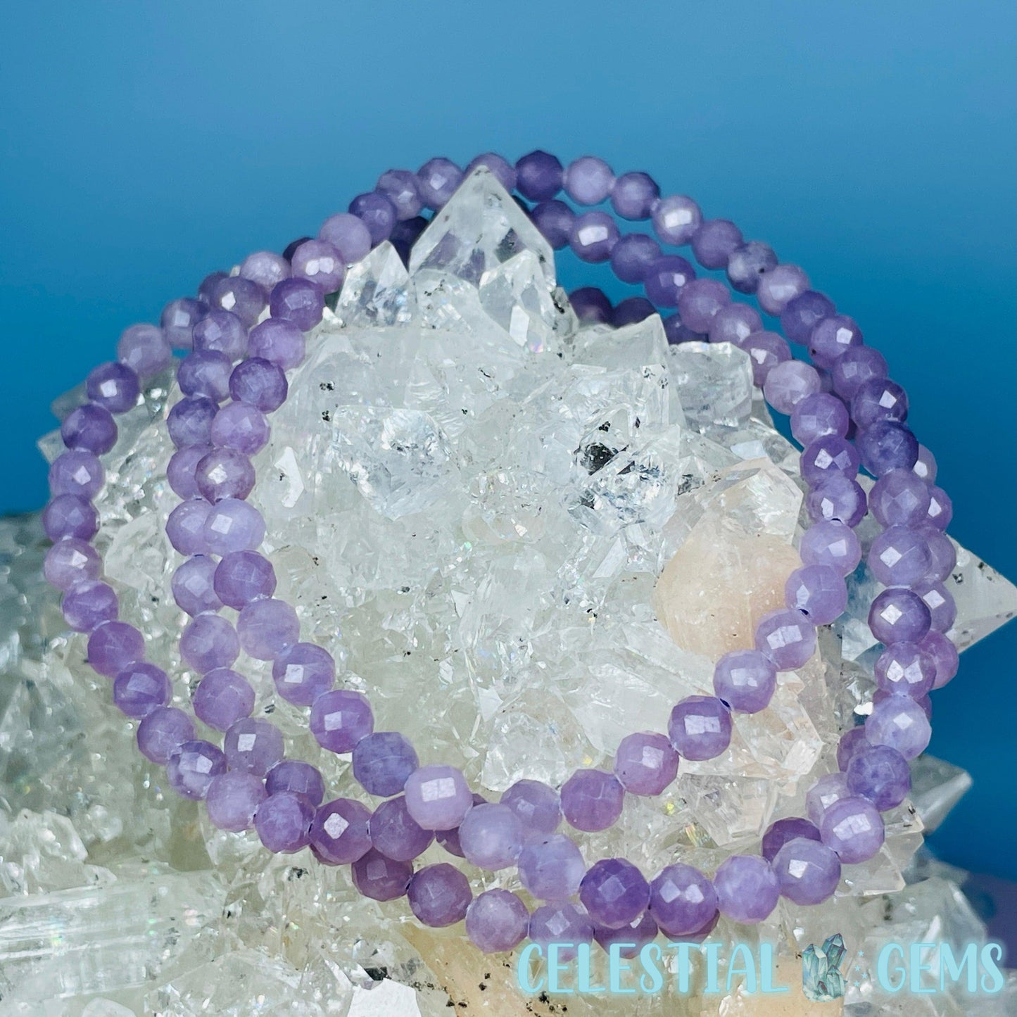 Purple Lepidolite Mica Faceted 4mm Bracelet