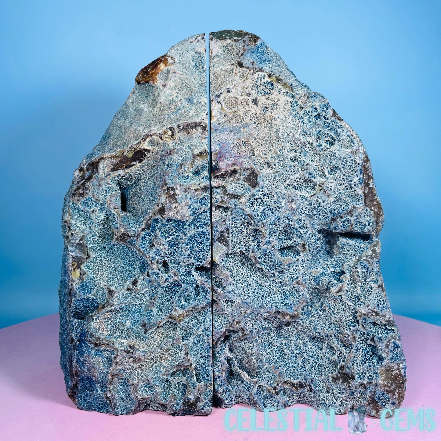 Blue Dyed Agate Extra Large Pair of Bookends