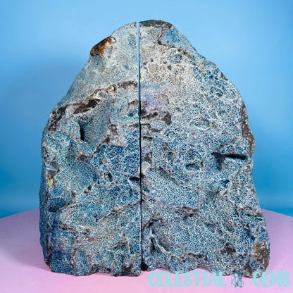 Blue Dyed Agate Extra Large Pair of Bookends