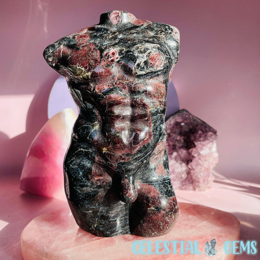 Garnet in Astrophyllite Male Body Large Carving