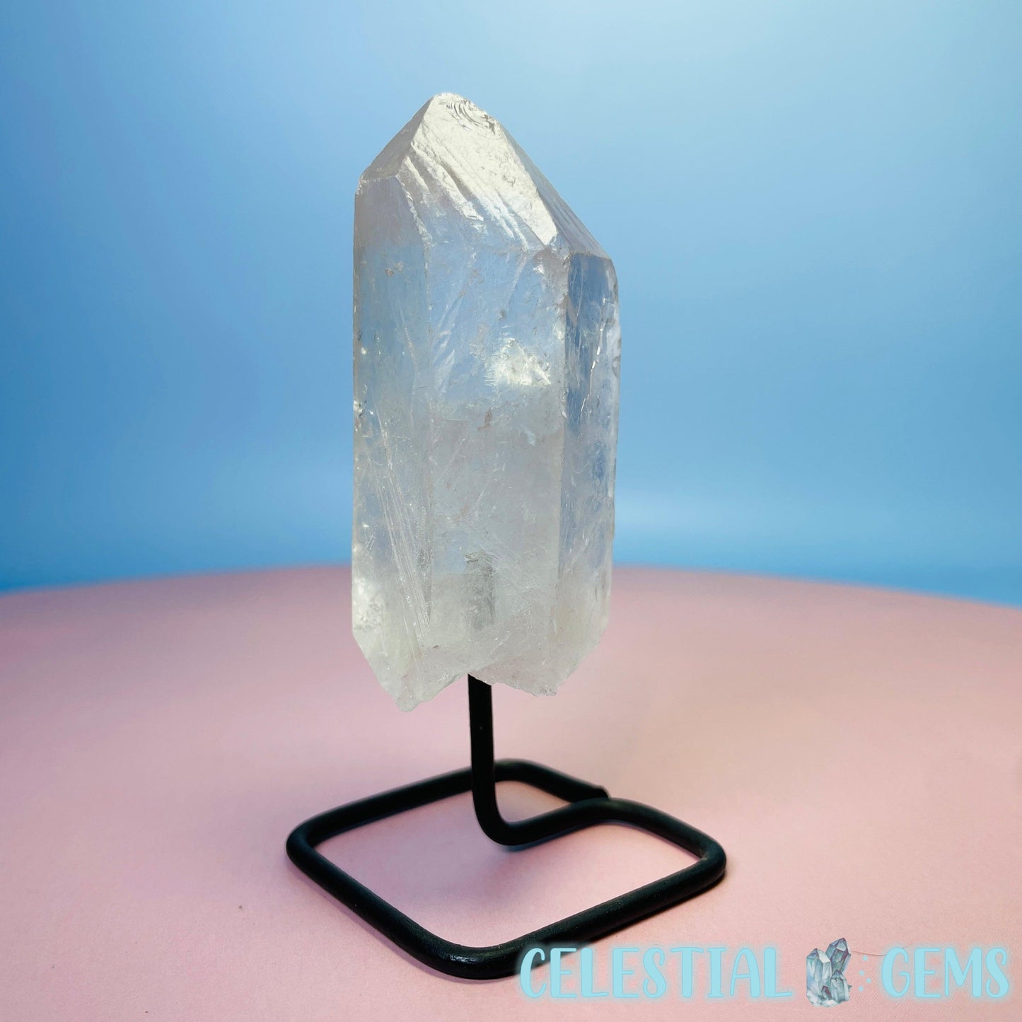 Clear Quartz Point on Metal Base