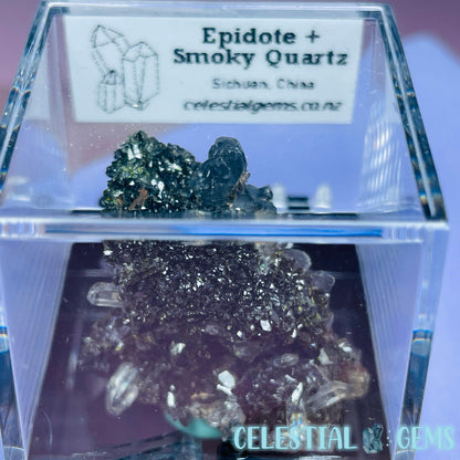 Epidote + Smoky Quartz Mini Cluster Specimen