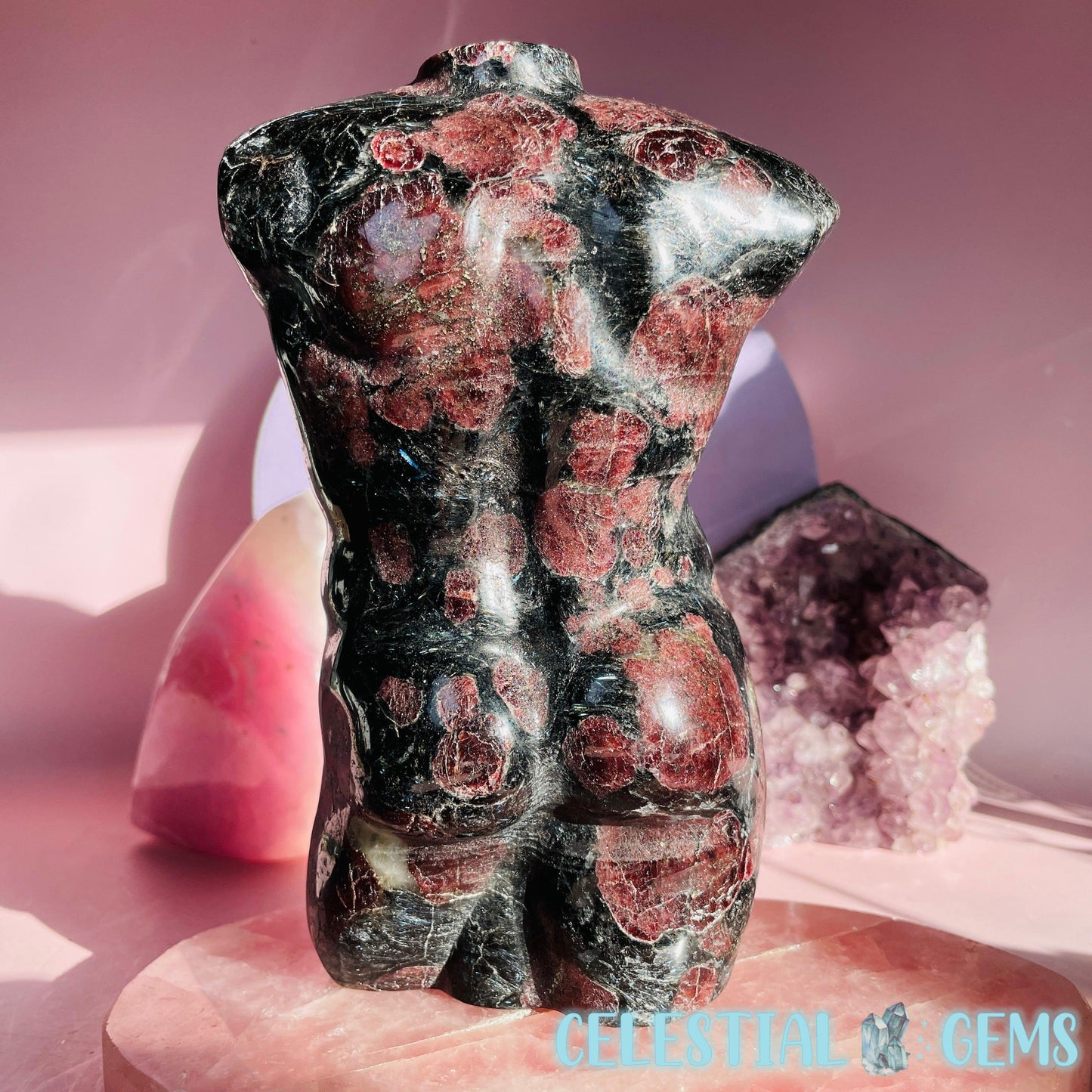 Garnet in Astrophyllite Male Body Large Carving