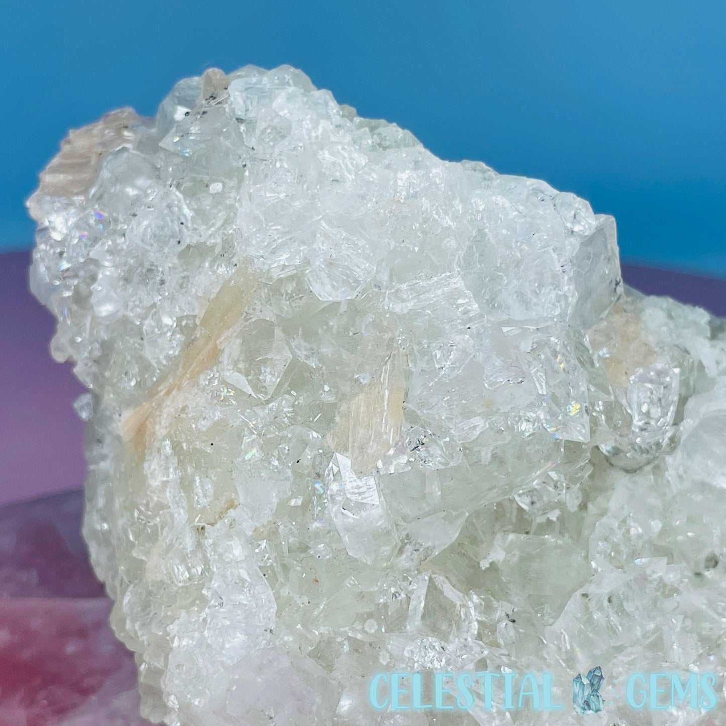 A Grade Diamond Apophyllite + Peach Stilbite Medium Cluster