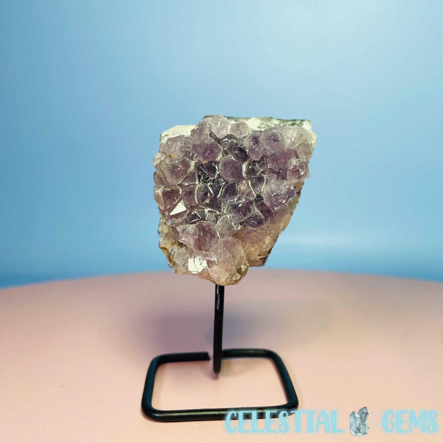 Amethyst Small Cluster on Metal Stand